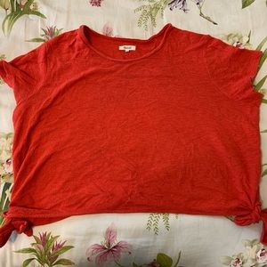Madewell Side Tie Crop Top. Red, XXL